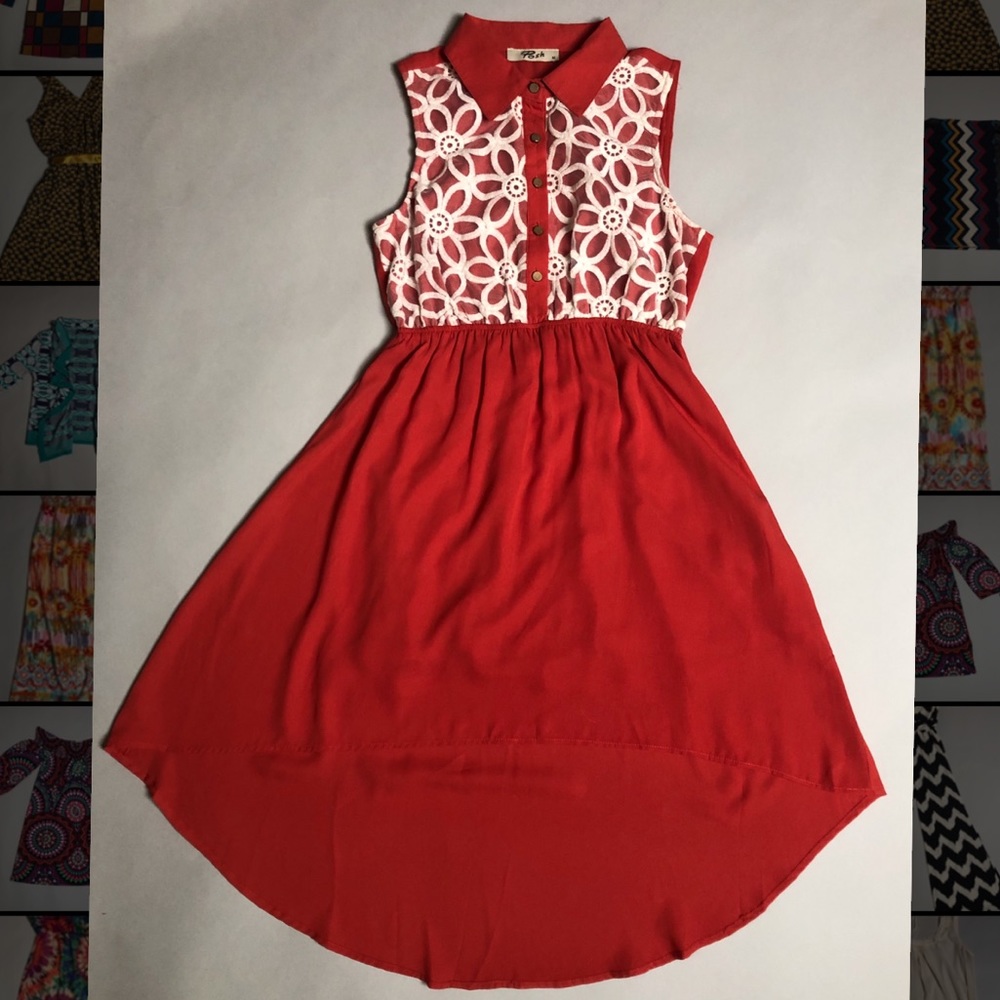 Posh brand burnt Orange high low dress in size M